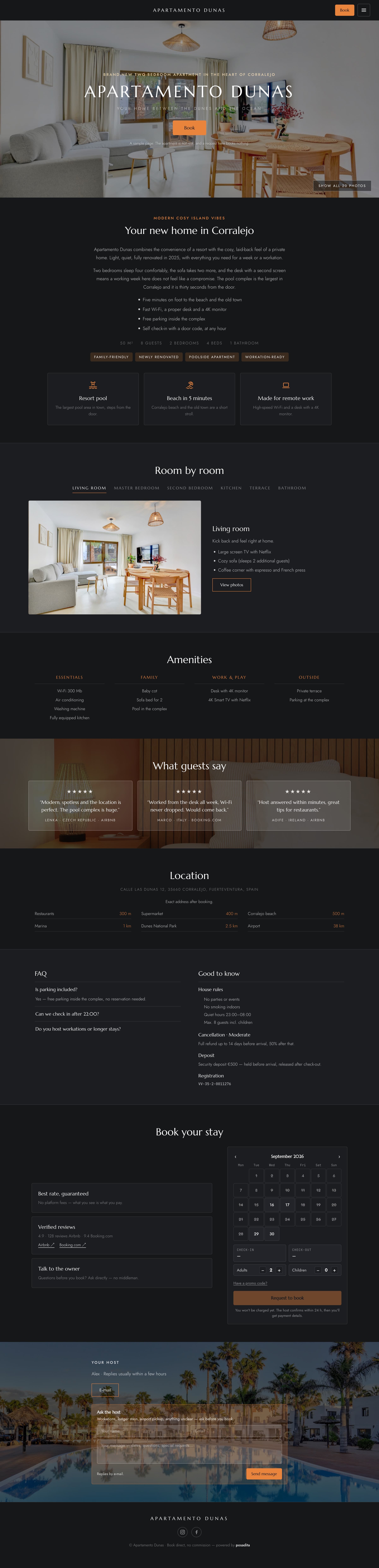 A Posadita booking page